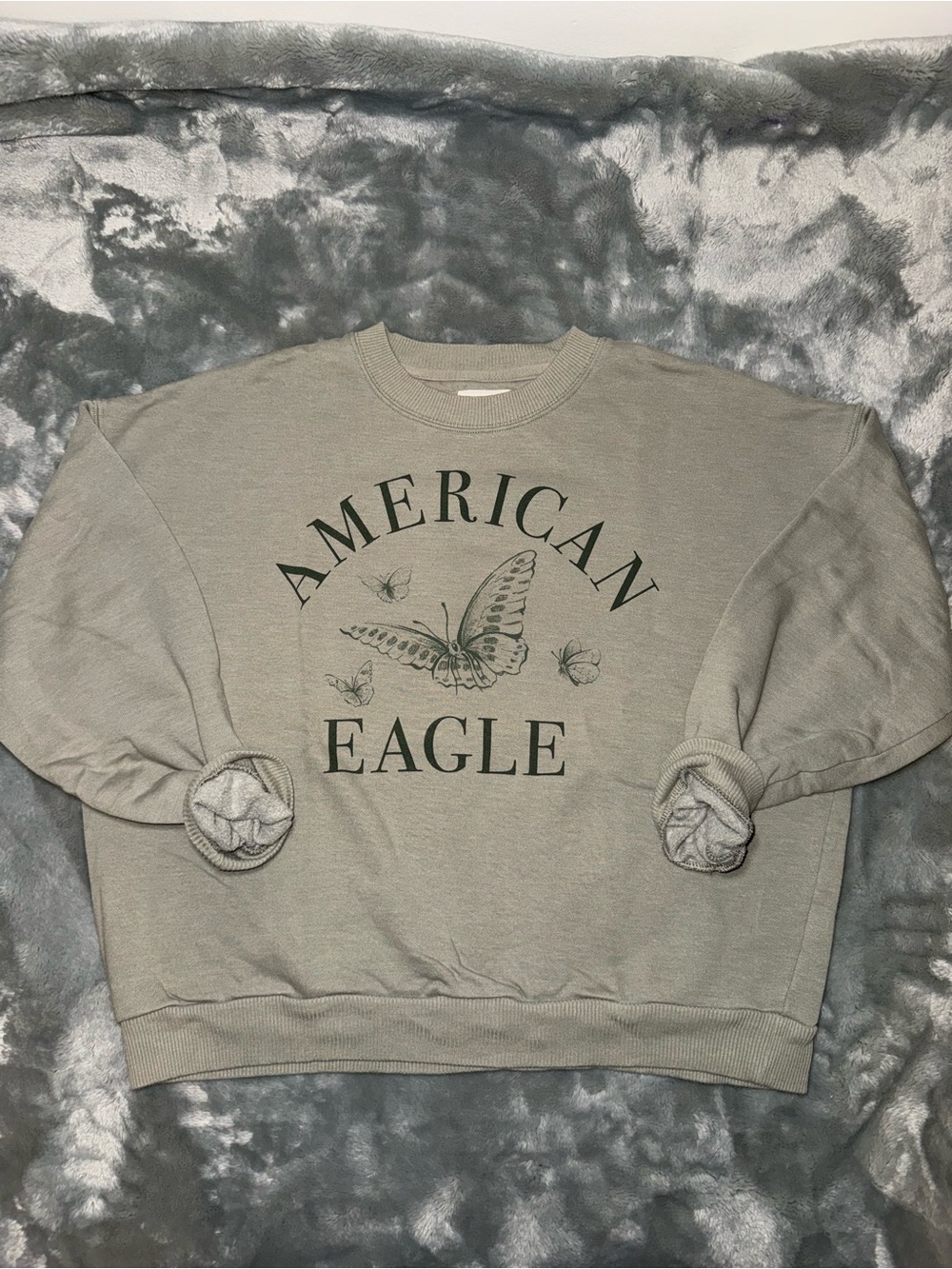 American Eagle Outfitters Crewneck with Butterfly Graphic - Light Green
